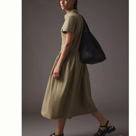 Anthropologie Maeve Utility SS Midi Shirtdress Size XL Olive Green Like New - Picture 4 of 16